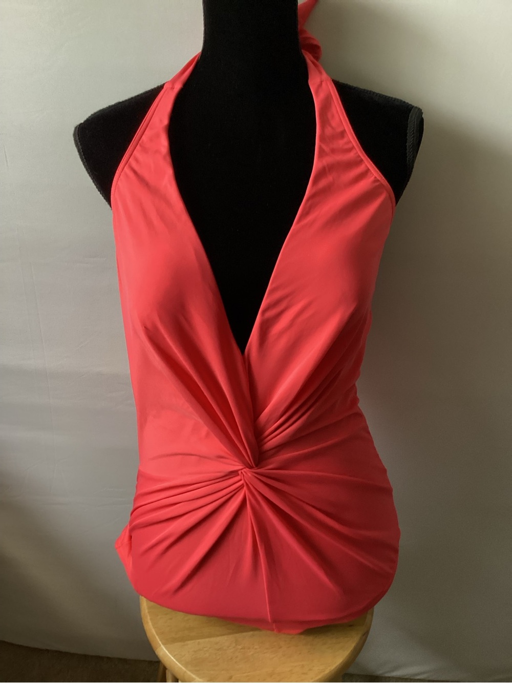 Orange Twist-Front Halter Swim suit
